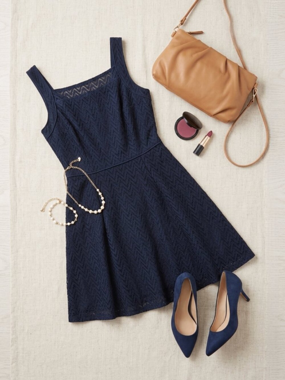 MiXT Heidi Weisel | Navy A Line Sleeveless Fit Flare Textured Dress Sz | 12